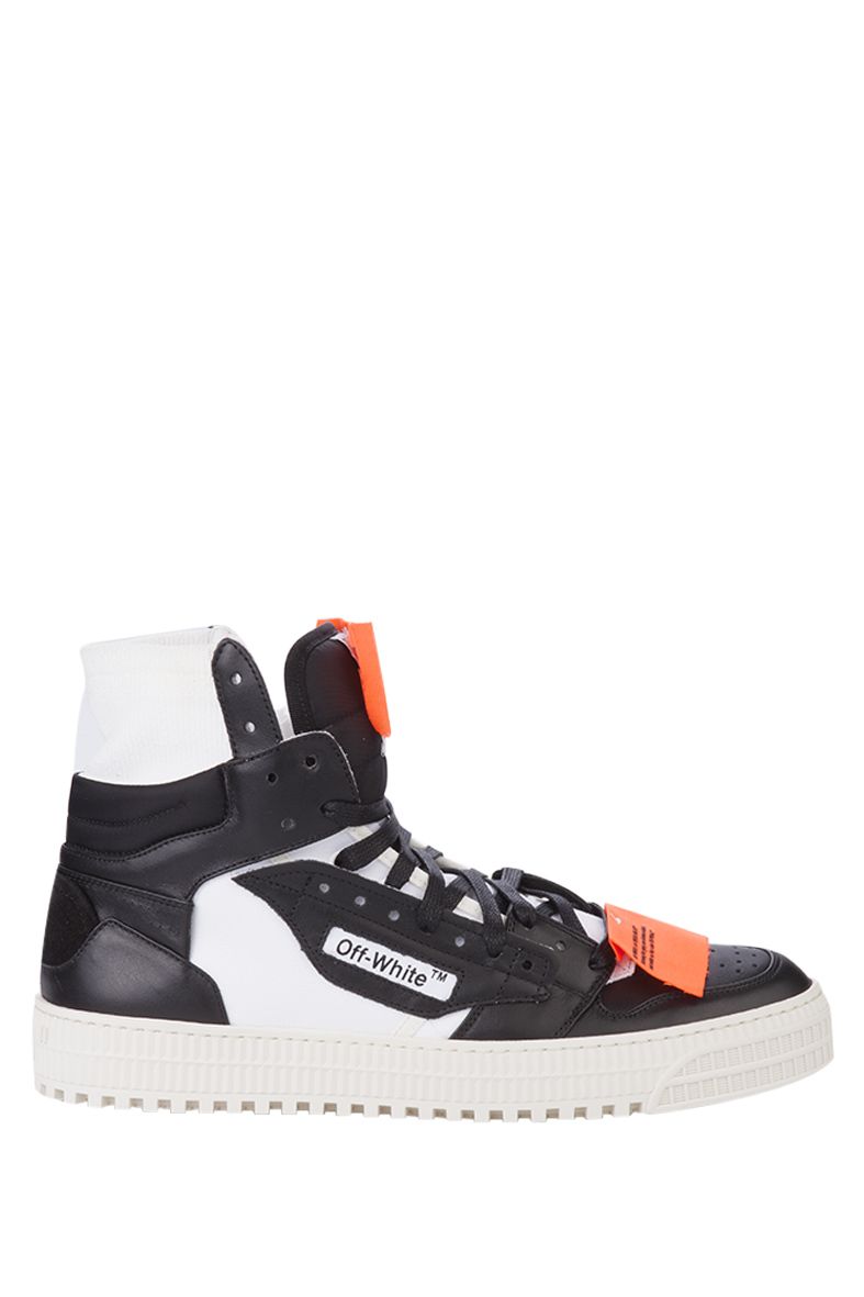 OFF-WHITE Low 3.0 Leather High Top Sneakers in Black | ModeSens