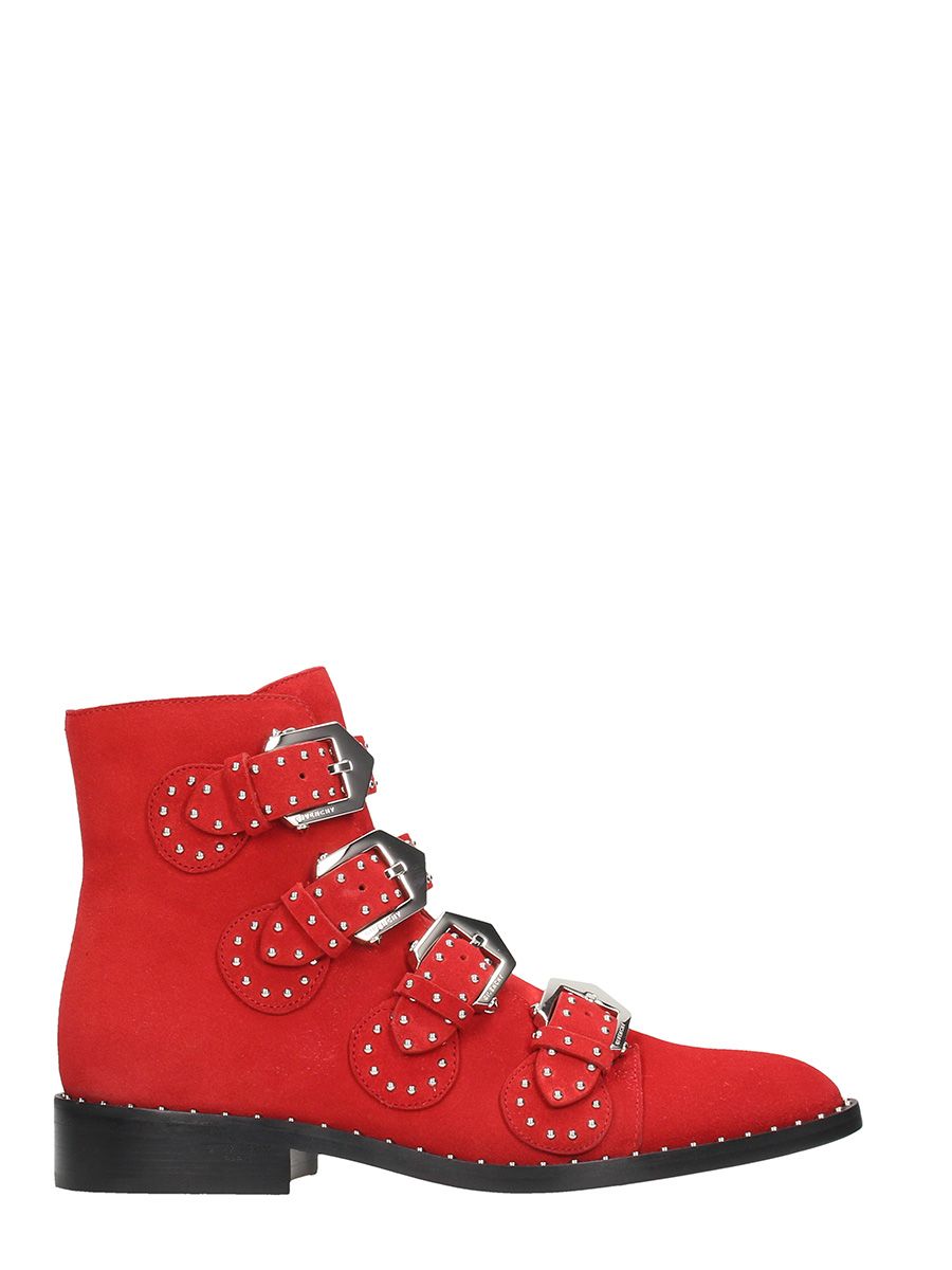 Givenchy - Givenchy Elegant Flat Red Leather Ankle Boots - red, Women's ...