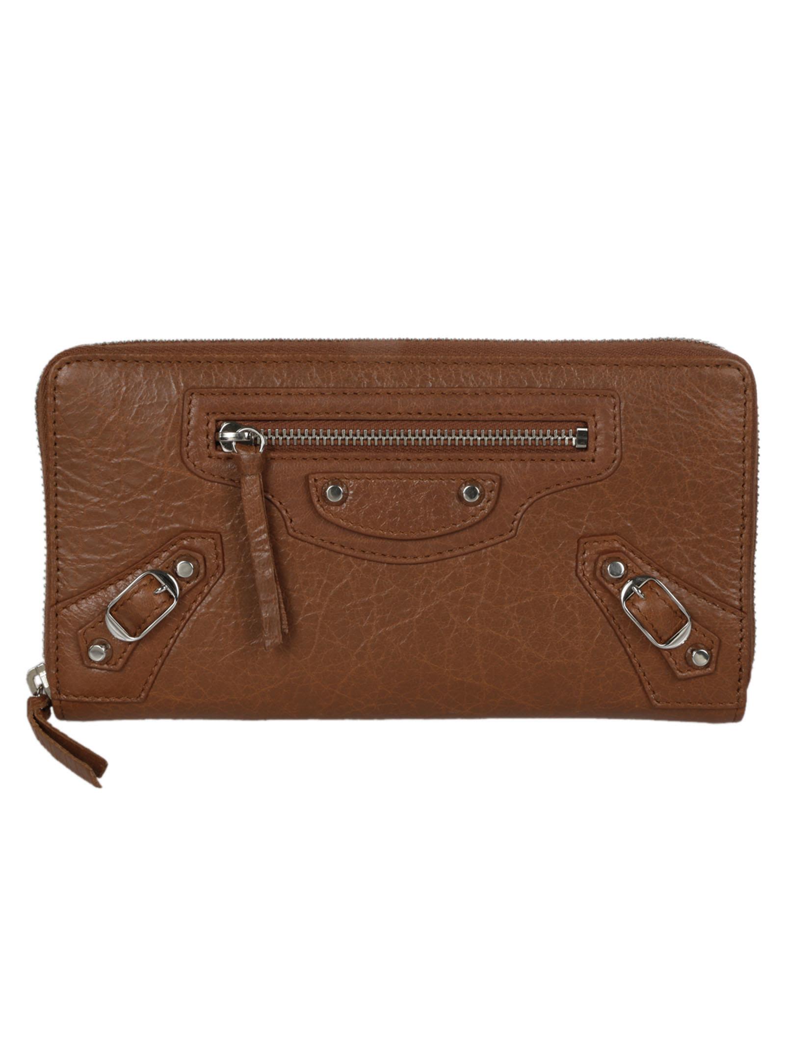 Balenciaga - Balenciaga Classic Money Zip Around Wallet - Marron