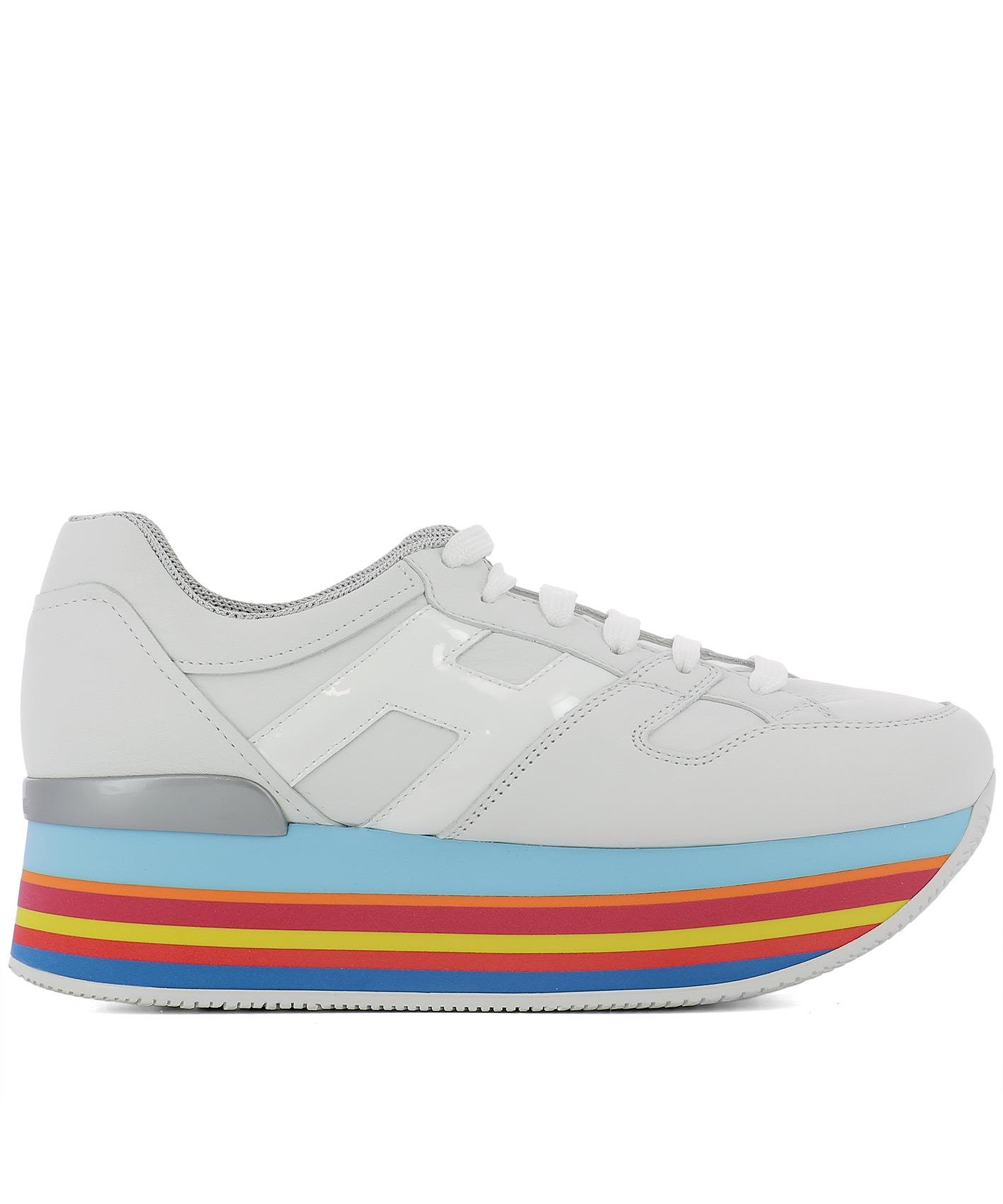 HOGAN 70Mm Maxi 222 Leather Sneakers, White/Rainbow | ModeSens
