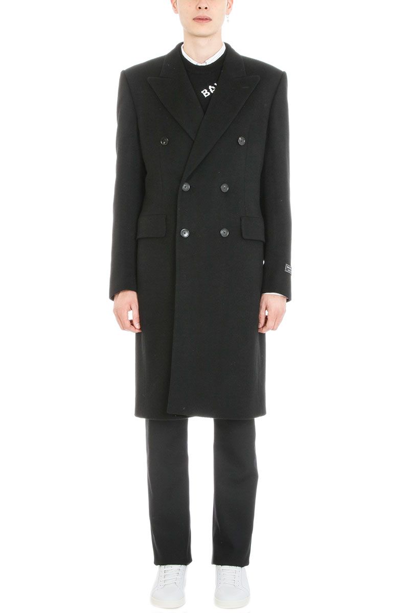 Balenciaga - Balenciaga Double Breasted Black Wool Coat - black, Men's ...