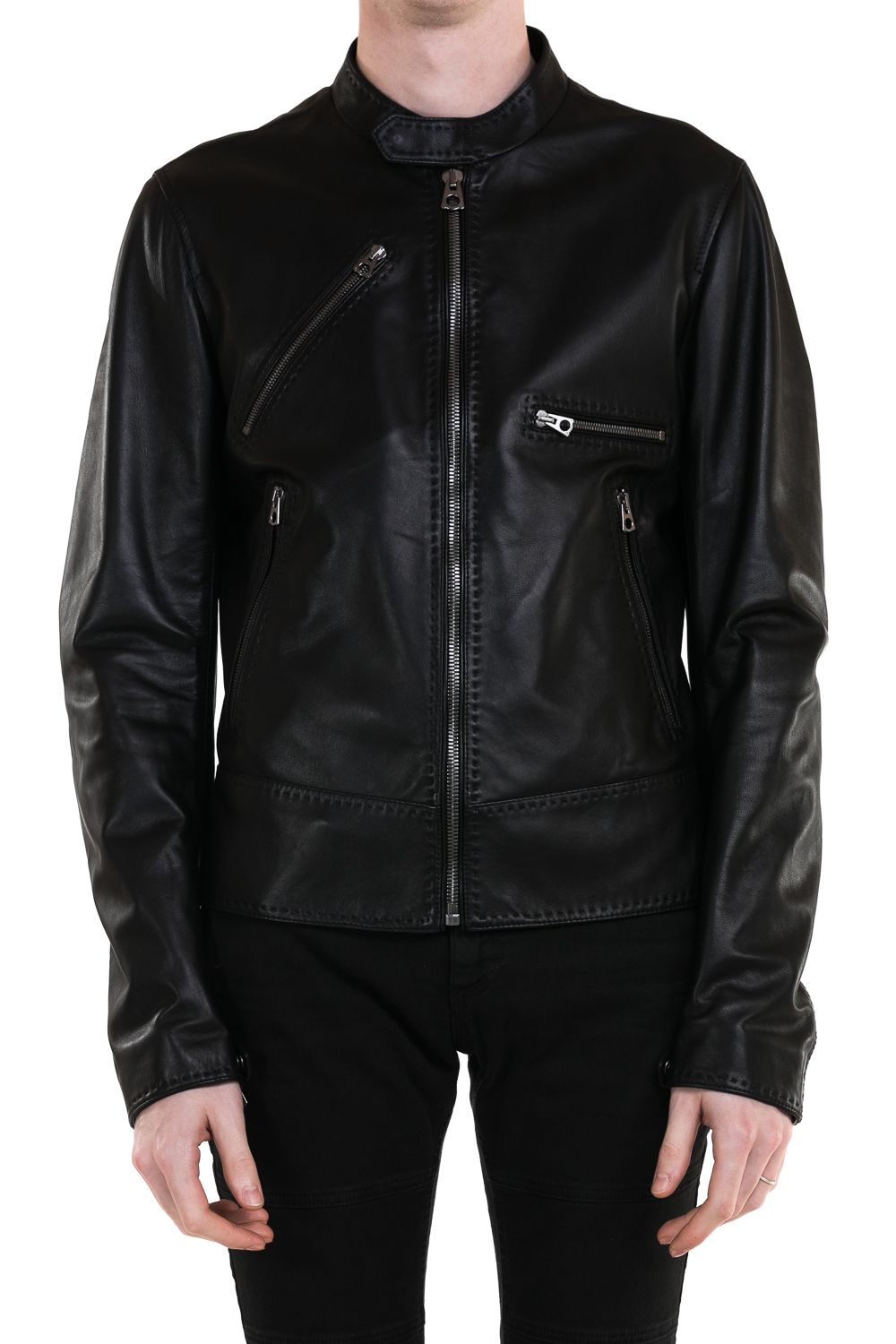 Dolce & Gabbana - Dolce & Gabbana Zipped Leather Jacket - BLACK, Men's