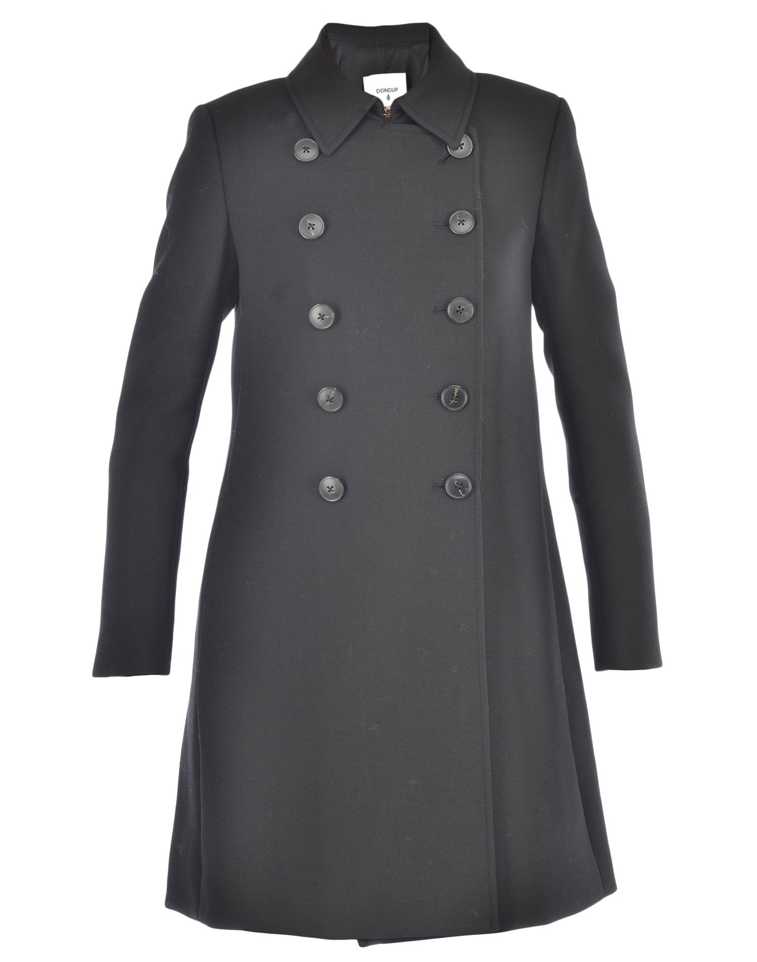 DONDUP Double Breasted Coat in Nero | ModeSens