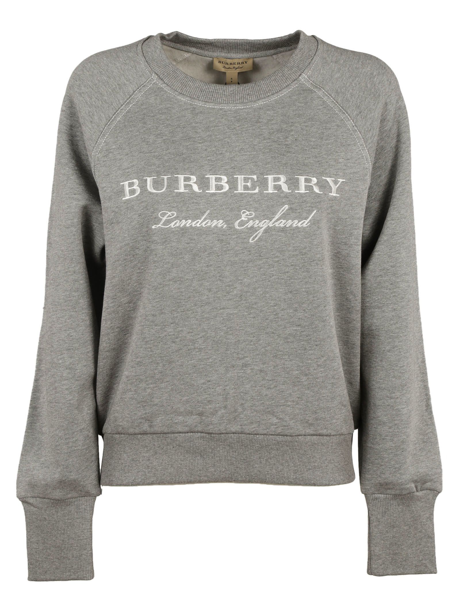 Burberry - Burberry Logo Embroidered Sweatshirt - Gray, Women's Fleeces ...