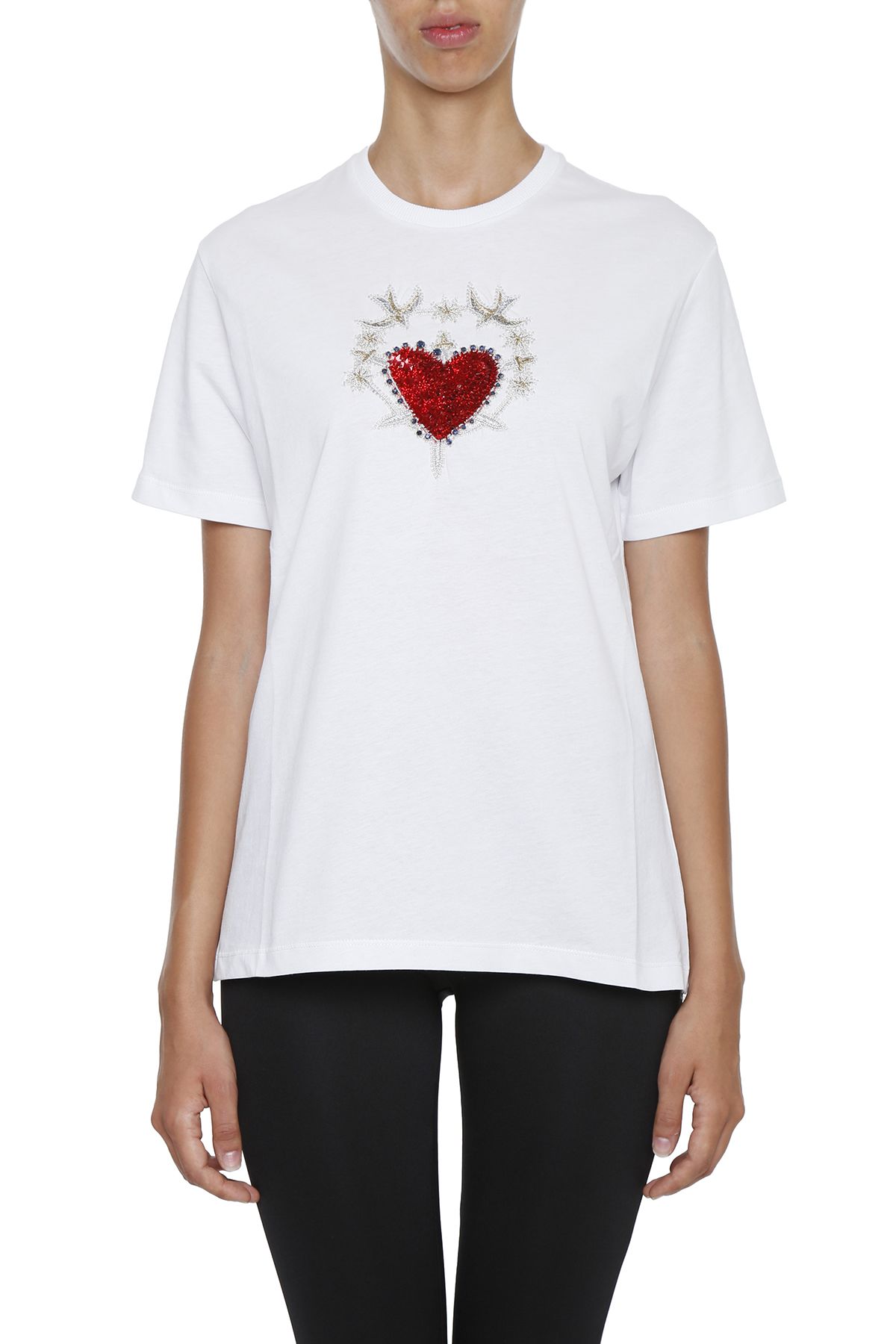 AMEN Heart Swallow Patch T-Shirt in Bianco Otticobianco | ModeSens