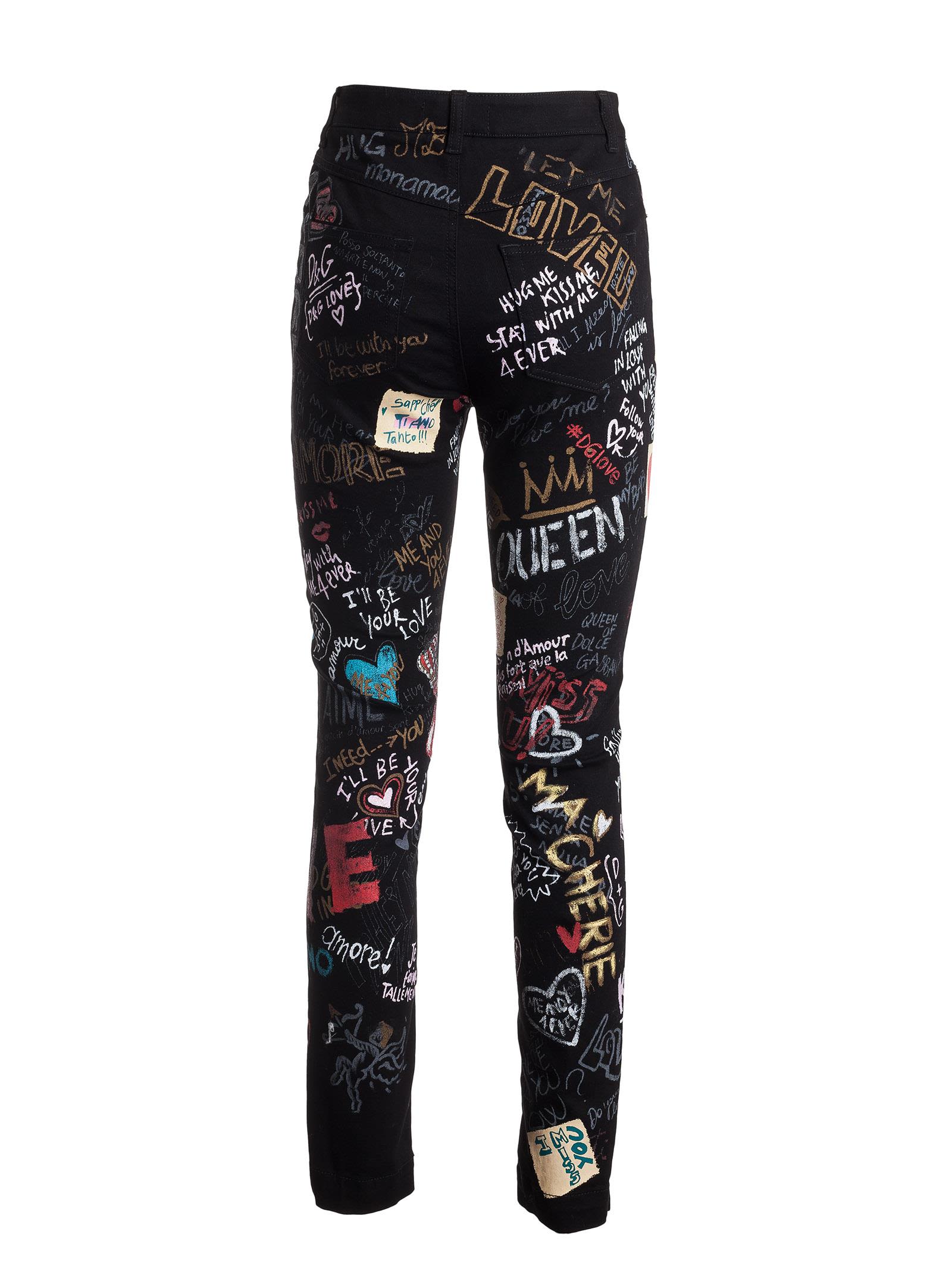 Dolce & Gabbana - Dolce & Gabbana Graffiti Skinny Jeans - Black, Women ...