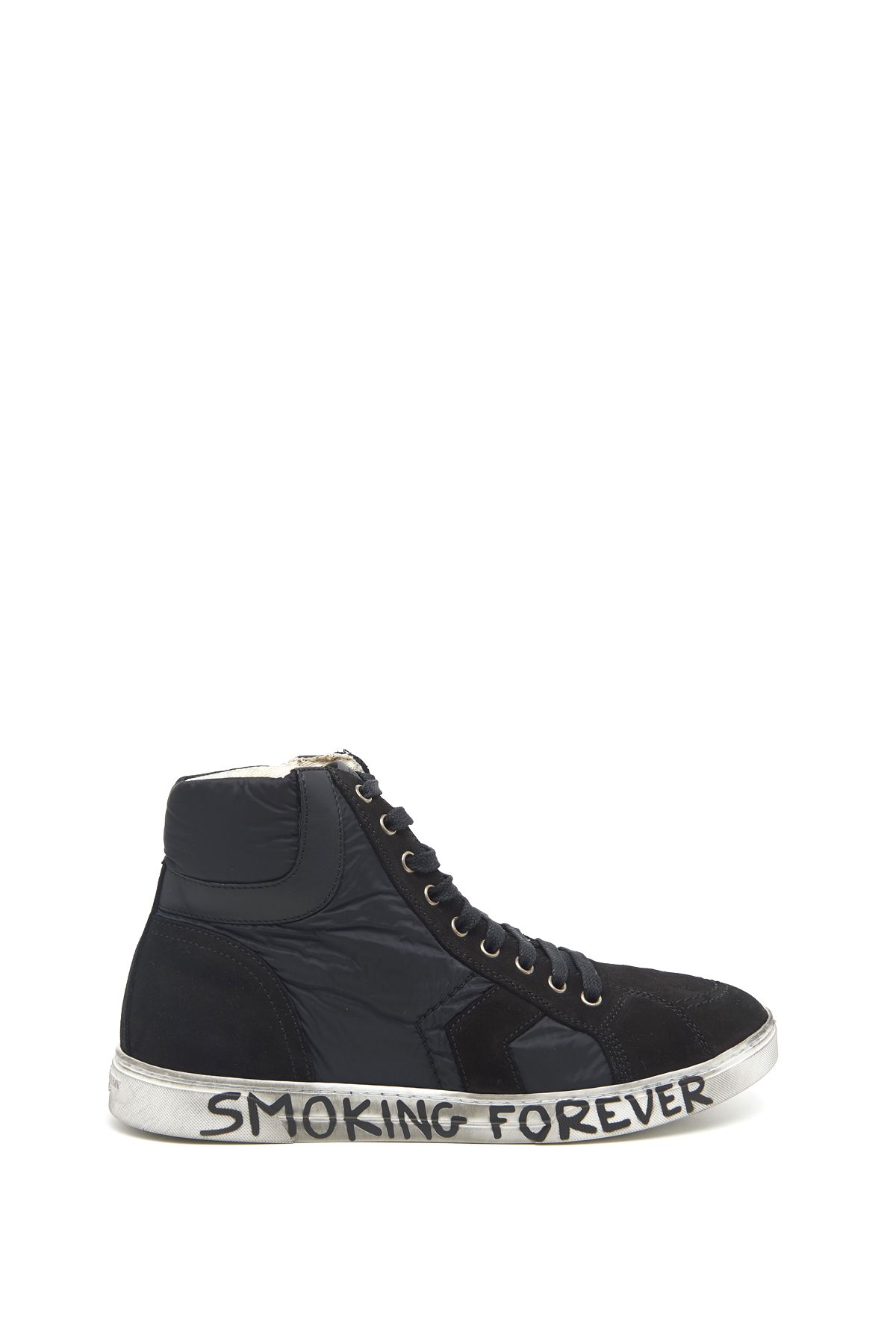 SAINT LAURENT Smoking Forever Hi-Top Sneakers in Black | ModeSens