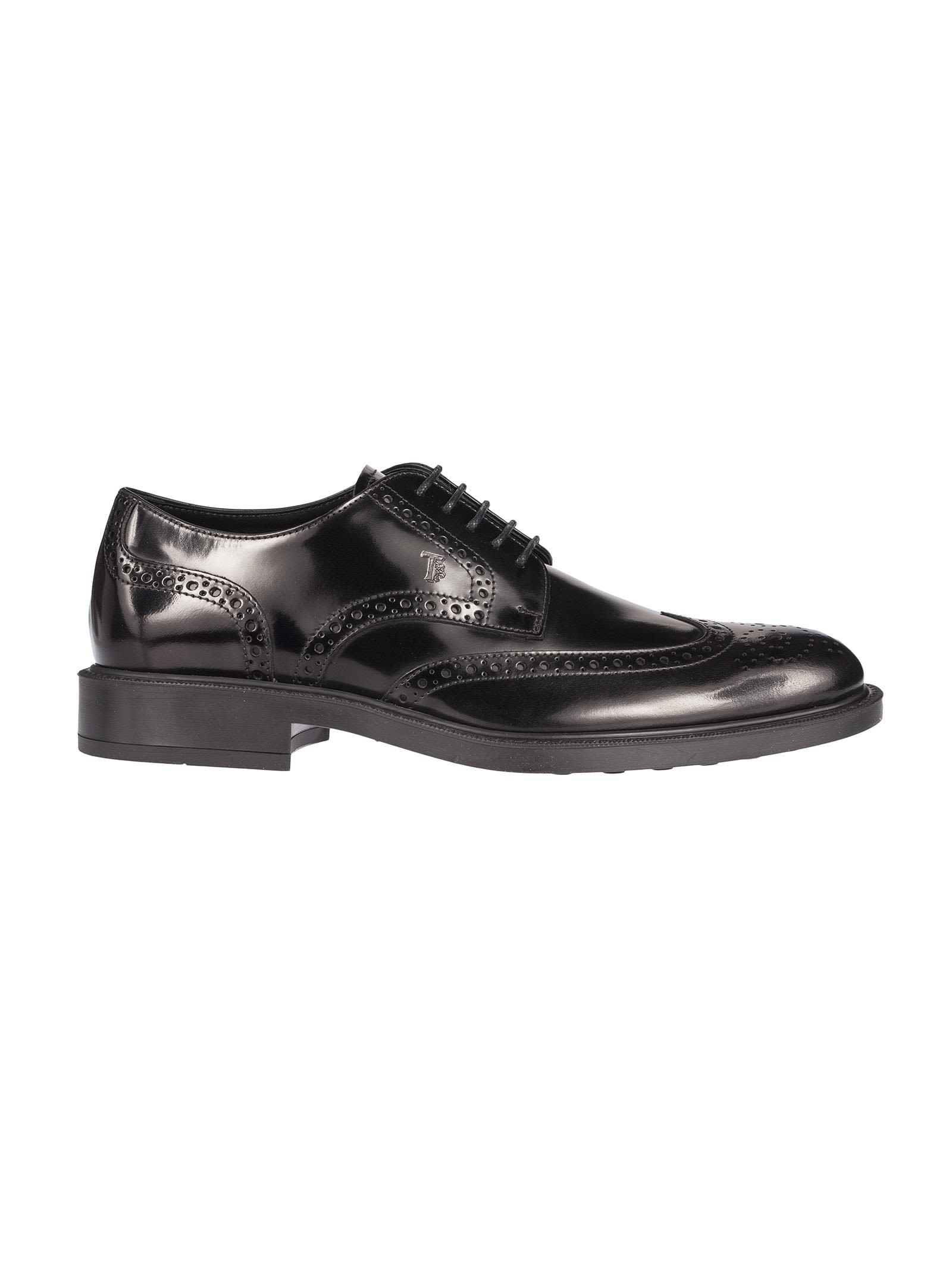 TOD'S Black Leather Lace-Up Wingtip Oxfords | ModeSens