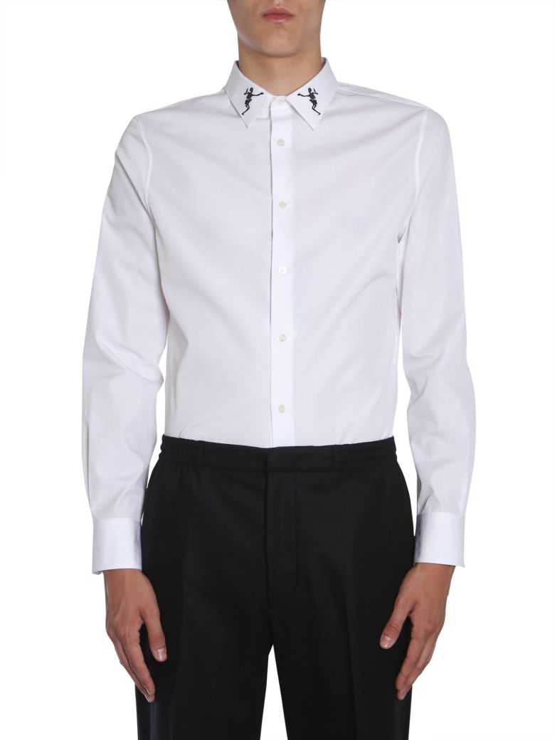 ALEXANDER MCQUEEN SHIRT WITH DANCING SKELETON EMBROIDERY,10629339