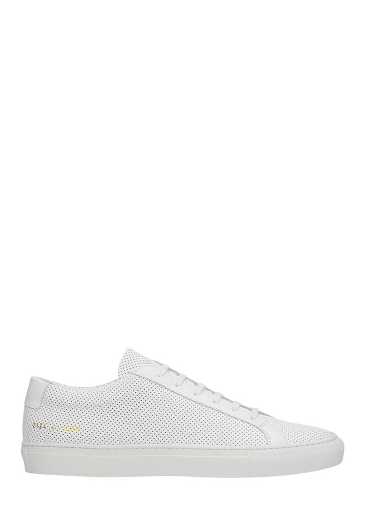 COMMON PROJECTS PERFORATED WHITE LEATHER SNEAKERS,10572916