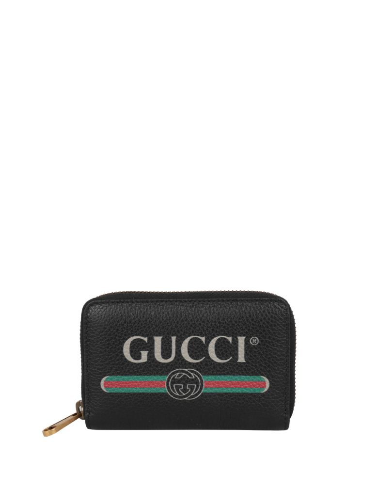 GUCCI PRINT LEATHER CARD HOLDER,10627691