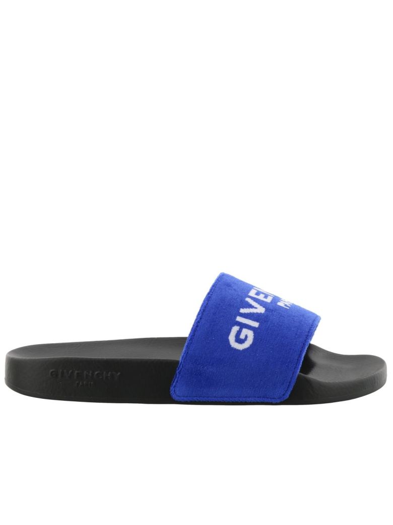 Givenchy Terry Cloth Logo Slide Sandal, Blue | ModeSens