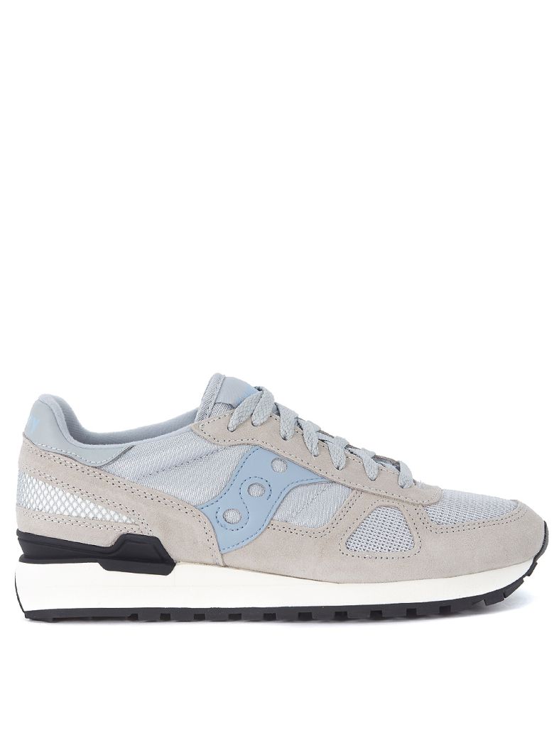 SAUCONY SHADOW GREY AND LIGHT BLUES SUEDE AND MESH SNEAKER,10596638