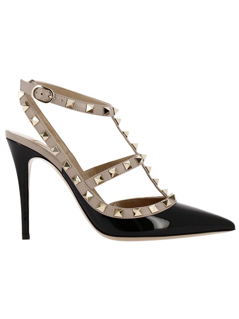VALENTINO PUMPS ROCKSTUD ANKLE STRAP 10 CM HEEL IN BICOLOR AND WITH ...