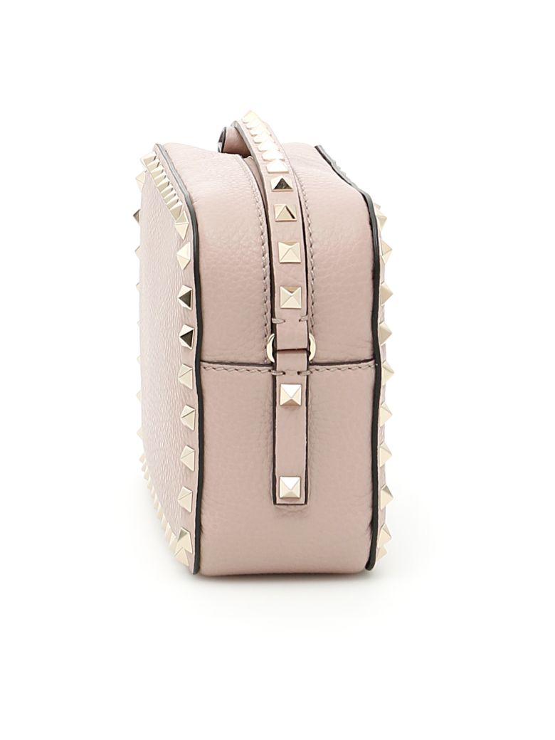 VALENTINO Rockstud Leather Camera CrossBody Bag in Water Rose ModeSens