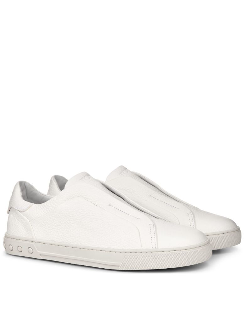 Tod'S Pebbled Leather Slip-On Sneakers In White | ModeSens