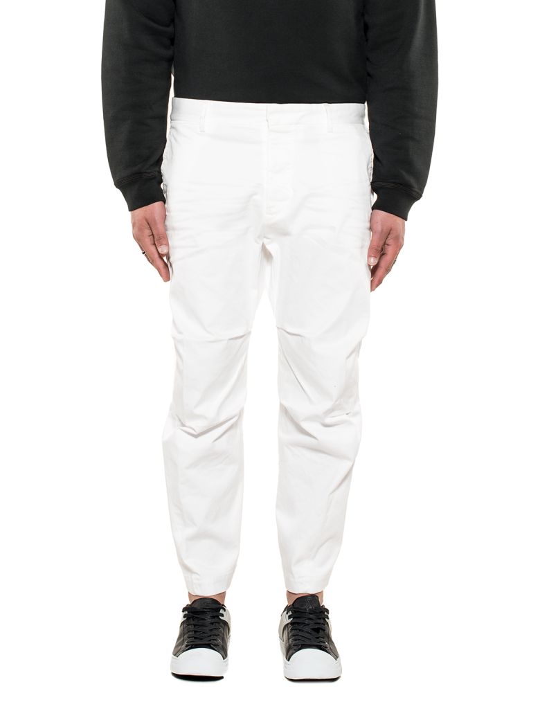 DSQUARED2 WHITE GABARDINE CROPPED TROUSERS,10604684