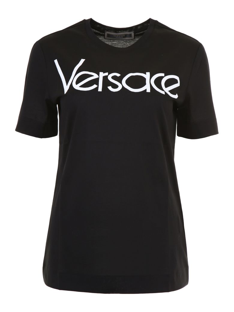 Versace Vintage Logo Cotton T-shirt In Nero Bianco