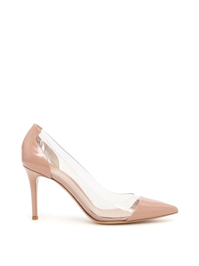 Gianvito Rossi 'plexi' Clear Pvc Suede Pumps In Dusty-pink | ModeSens