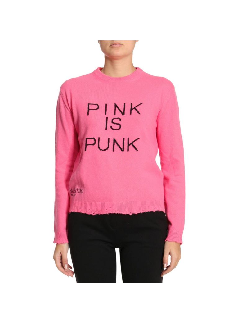 pink is punk crewneck wool-cashmere sweater