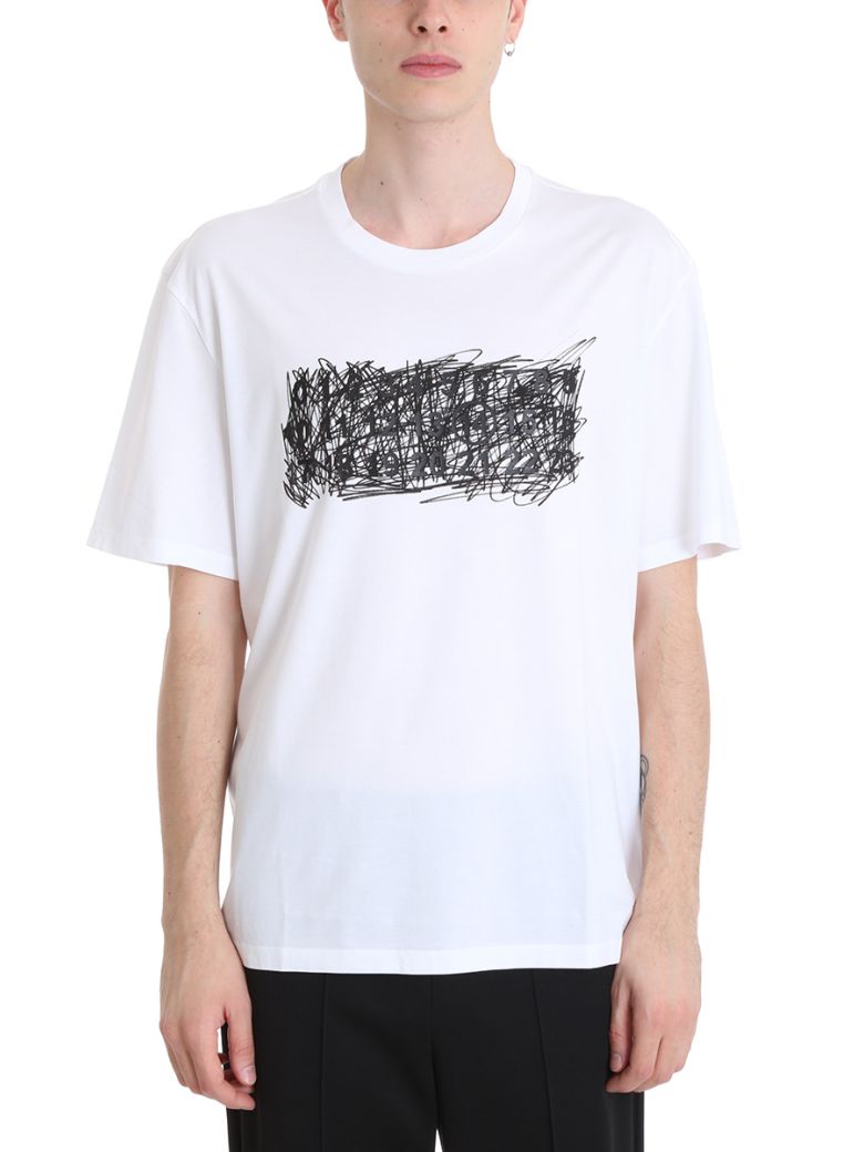 Maison Margiela Scribble Logo Cotton Jersey T-shirt In White