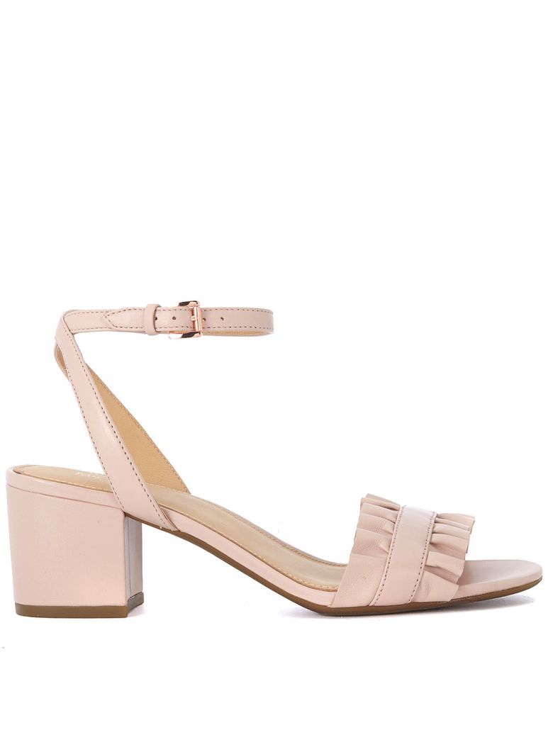 MICHAEL KORS BELLA PINK LEATHER SANDAL WITH RUFFLE,10596640