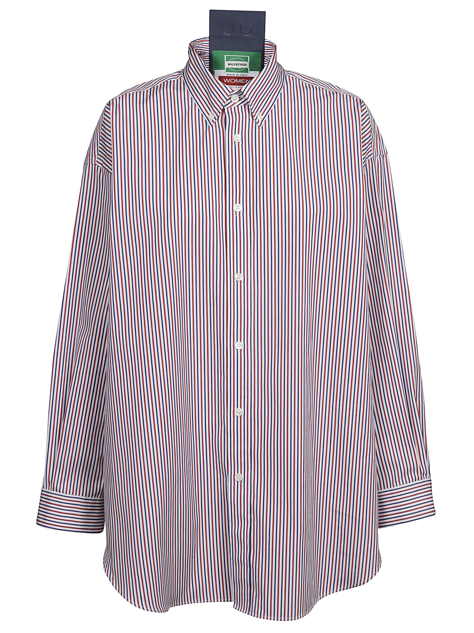 Shop Swing Oversized Striped Shirt In White Red