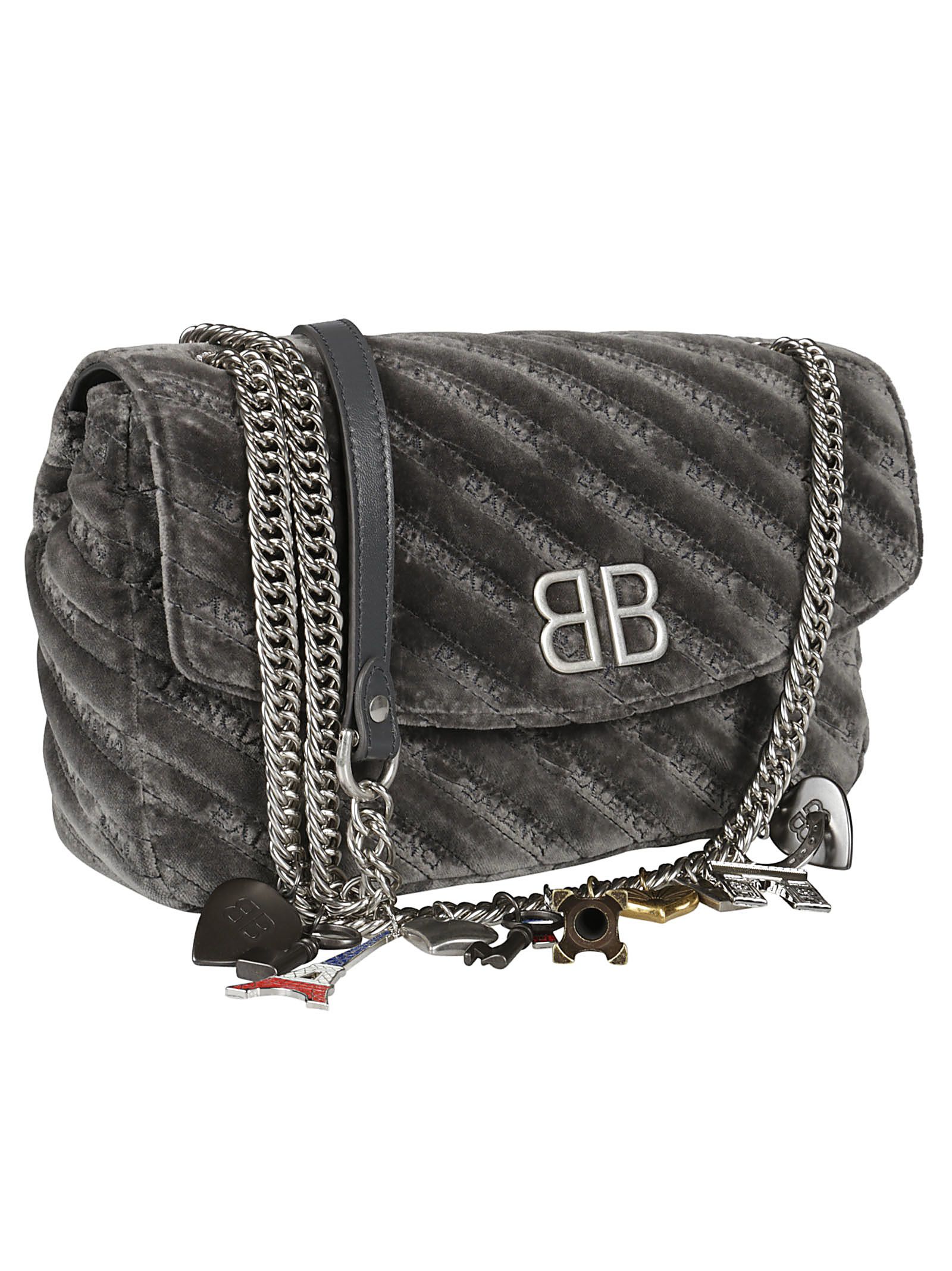 Balenciaga - Balenciaga Velvet Shoulder Bag - Gris, Women&#39;s Shoulder Bags | Italist