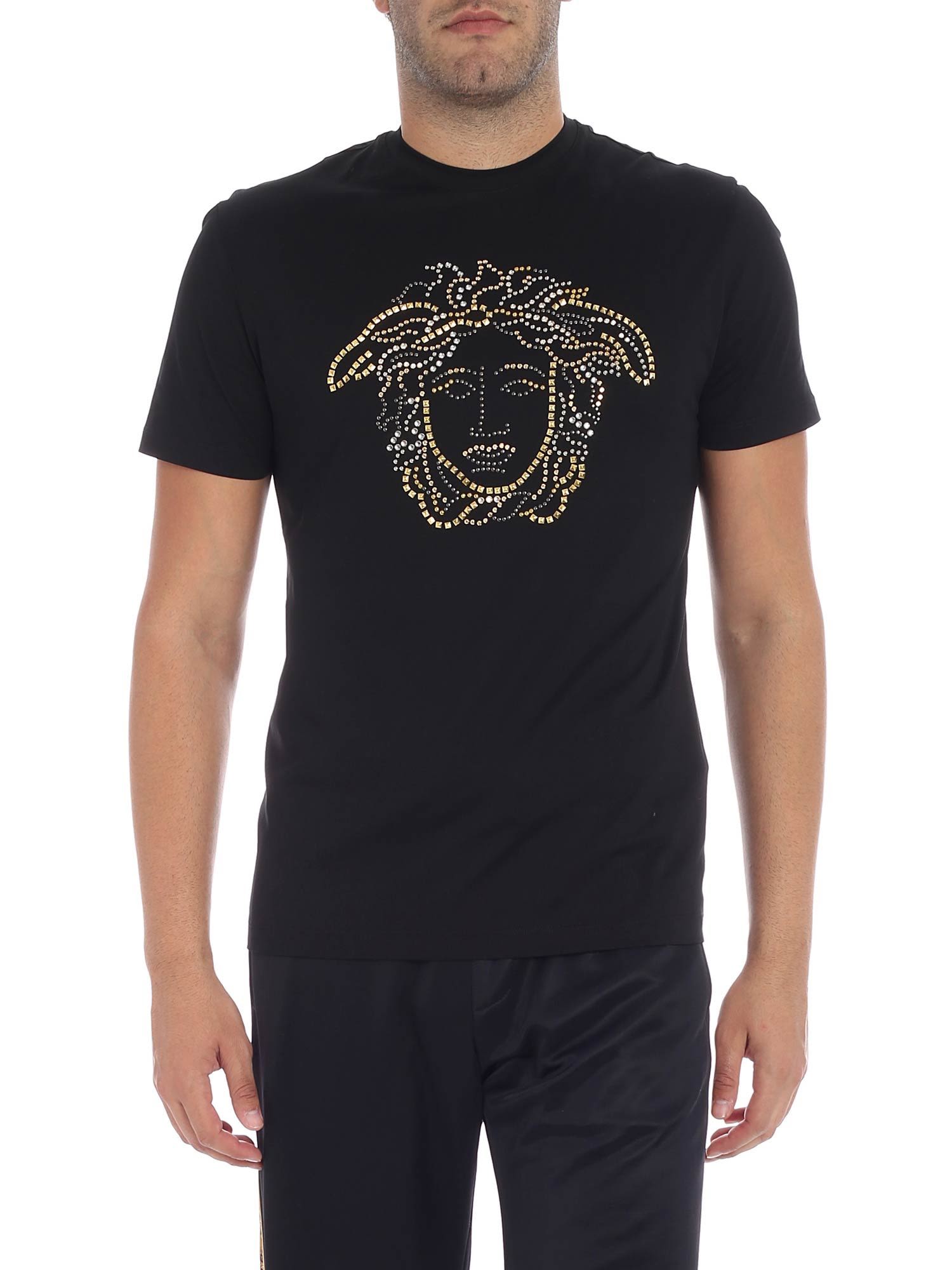 VERSACE Versace Embellished Medusa T-shirt,10778275