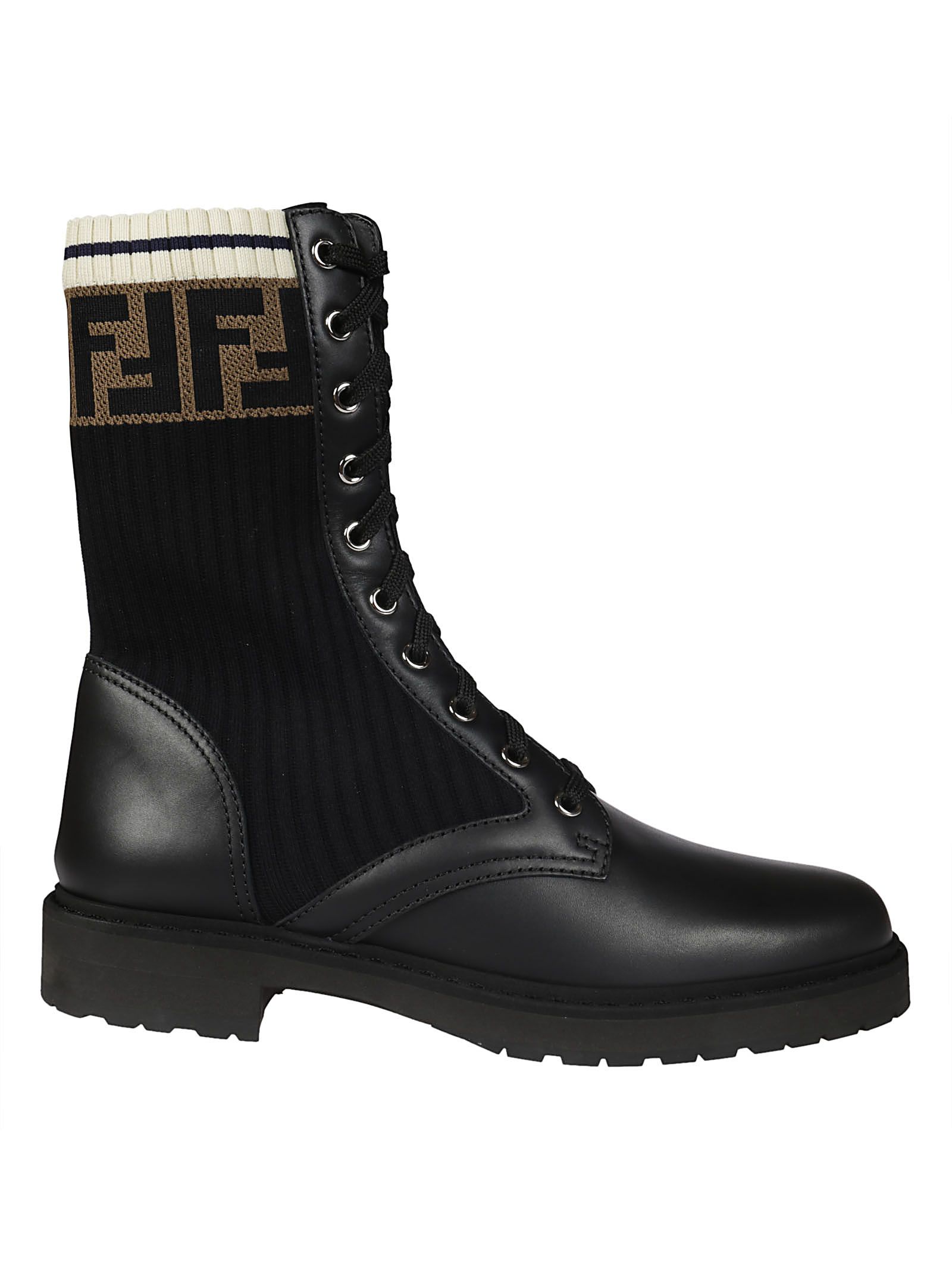 Fendi Logo Lace-up Boots - F13mc.nero - 10687403 | italist