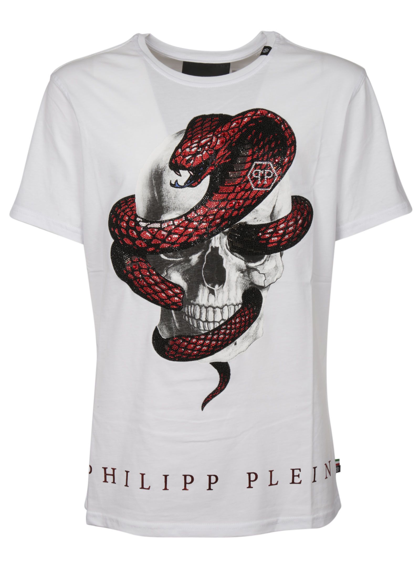 Philipp Plein - Philipp Plein Snake T-shirt - White Red, Men's Short ...