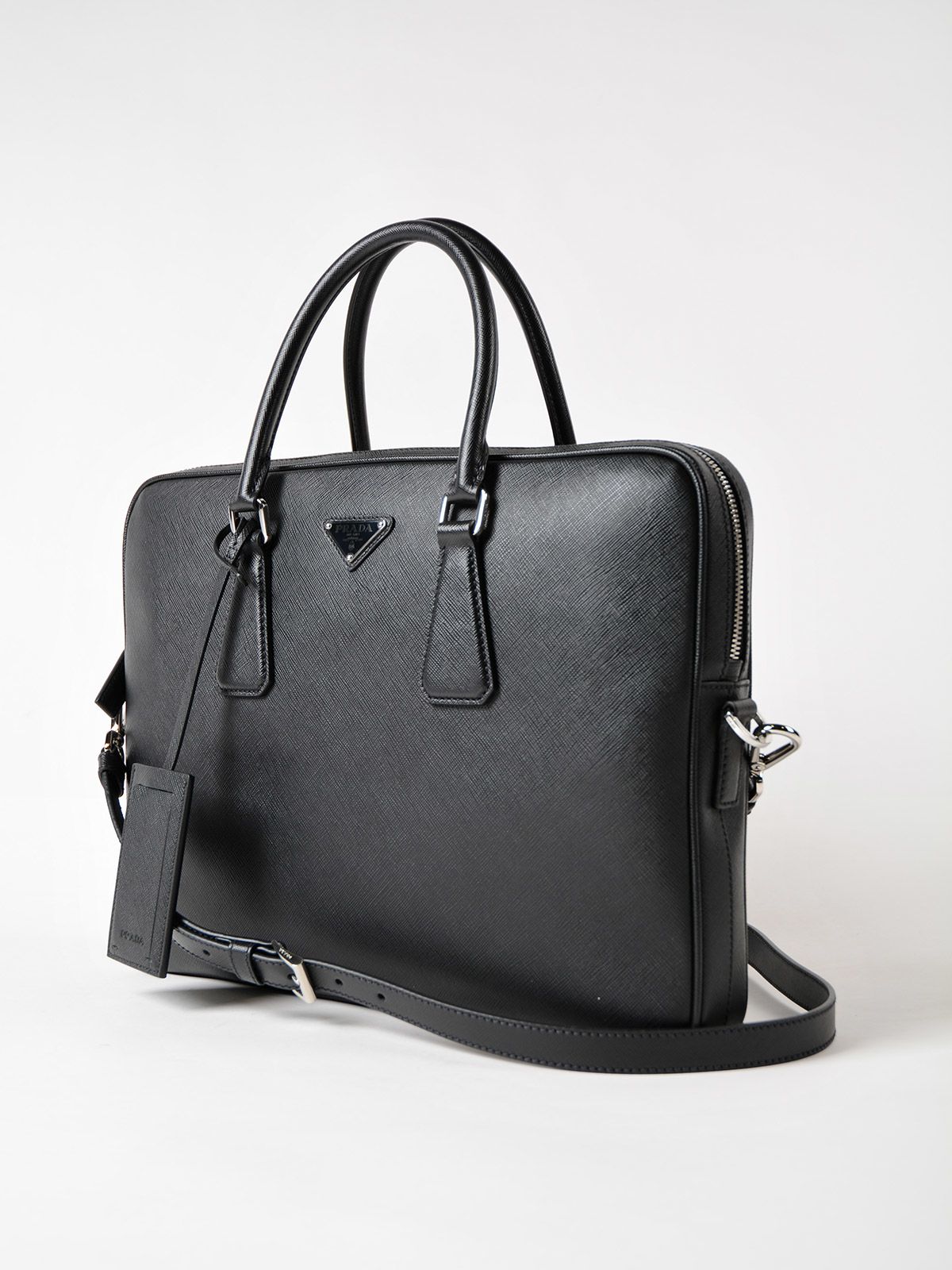 Prada - Prada Classic Briefcase - Nero, Men's Luggage | Italist