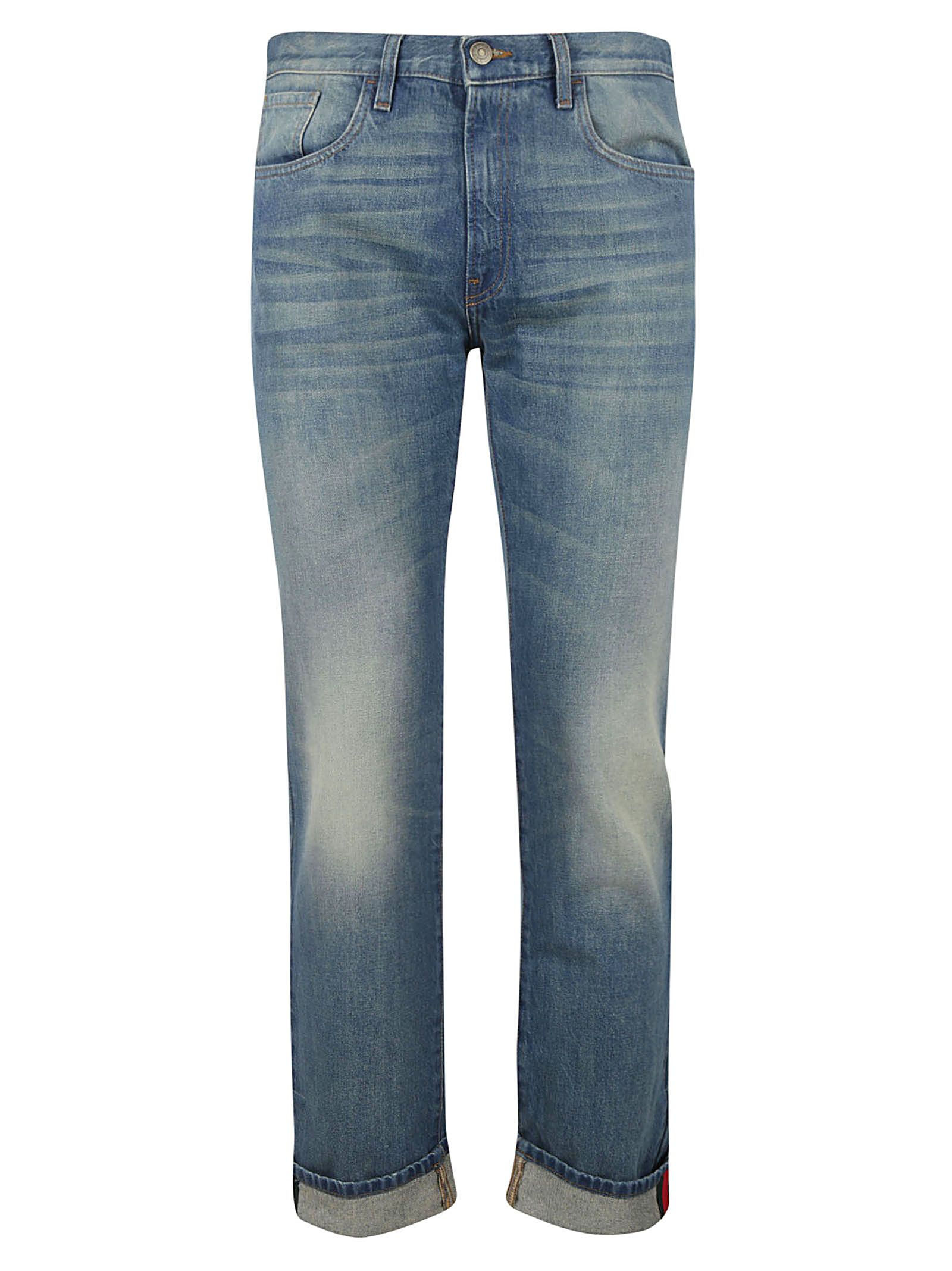 italist | Best price in the market for Gucci Gucci Web Jeans - BLUE ...