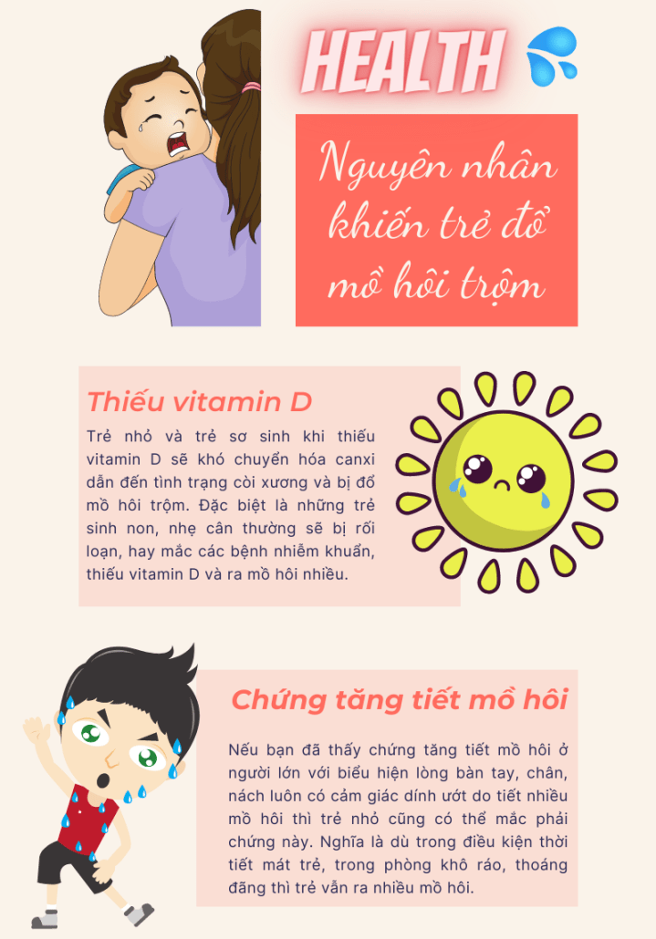 Mách mẹ những cách trị chứng đổ mồ hôi trộm ở trẻ