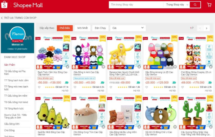 Danh sách cửa hàng gấu bông dễ thương cho bé trên shopee