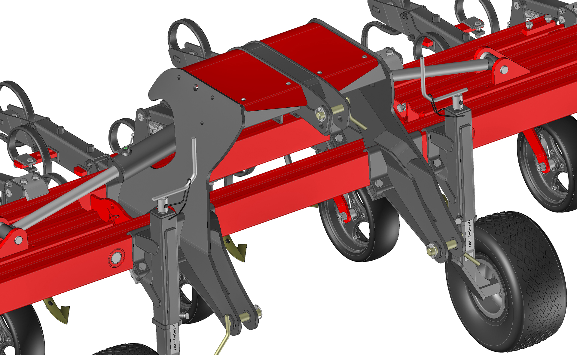 Détail du parallélogramme X‑CONTROL préchargé, assurant une charge individuelle maximale de 120 kg par dent.