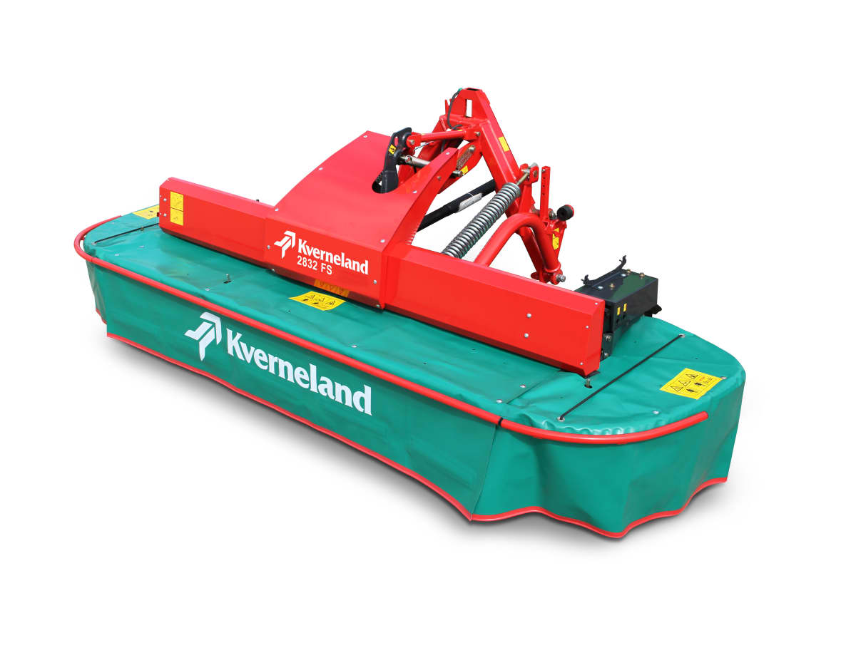 Kverneland 2800 FS, première faucheuse à disques frontale avec dispositif d&#039;andainage à entraînement actif