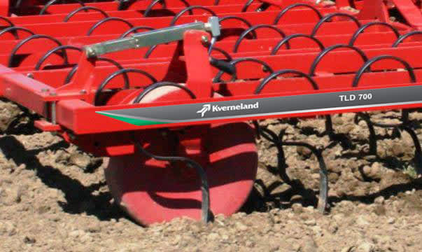 Seedbed Cultivators - Kverneland TLF performs precise depth control during operation on field