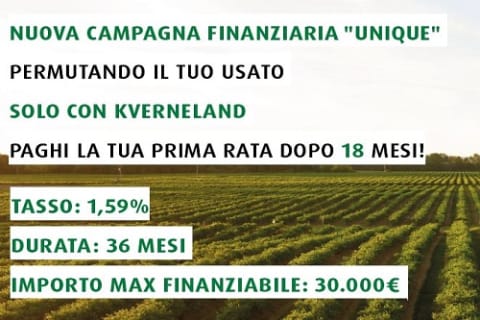 Campagna finanziaria Unique: fino a 30.000 euro su tutte le attrezzature Kverneland