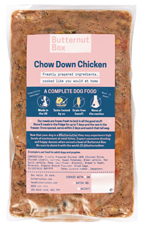 A fresh pouch of our chicken meal