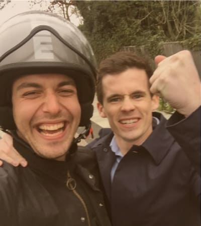 Kev and Dave looking really excited and happy