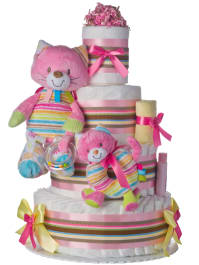 Rainbow Kitty Cat 4 Tier Diaper Cake