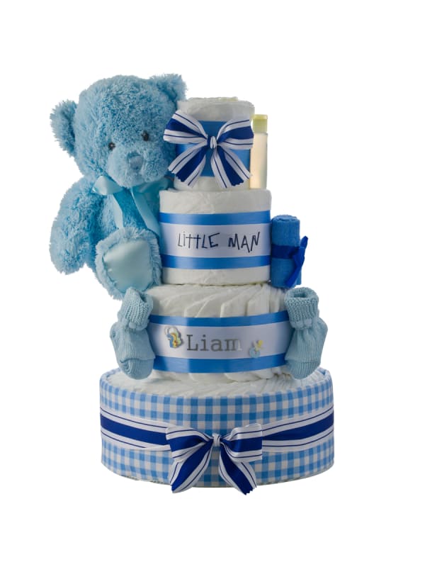 Little Man Personalized 4 Tier Diaper Cake