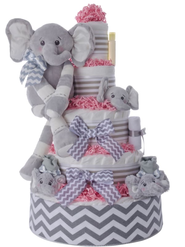Ultimate Elephant Pampers 5 Tier Cake Pink