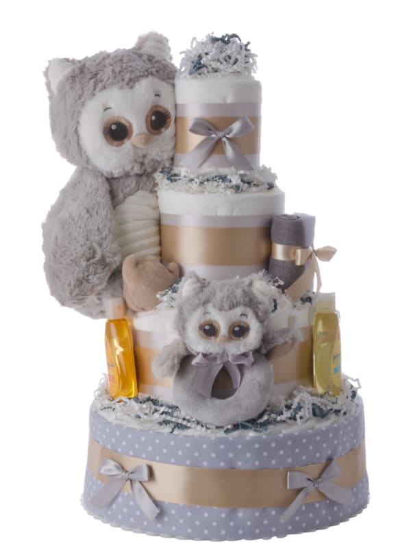Lil Owl 4 Tier Diaper Cake