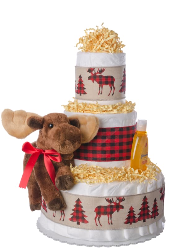 Woodland Moose Baby Diaper Cake