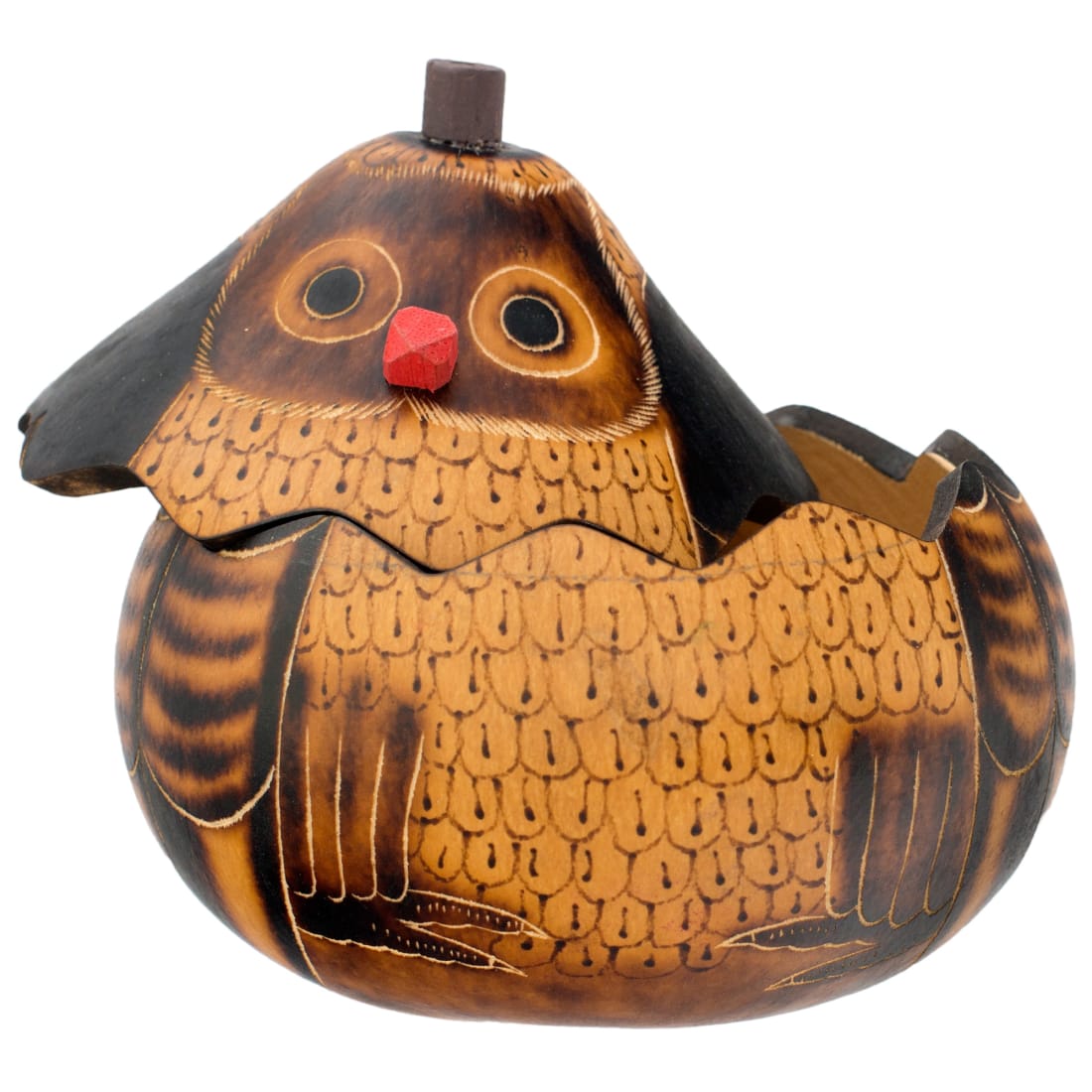 Fair Trade Owl Medium Carved Gourd Box by Lucuma Designs