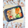 Frango xadrez com arroz integral e mix de legumes assados - 300g - Vipx Gourmet