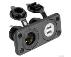 Lighter socket + double USB Black