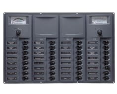 12v Dc Circuit Breaker Panel 32 Way Horiz A/log Meter (906-AM)